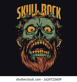 Skull Rock Cartoon Funny Illustration