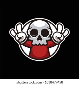 Skull Rock Mascot Illustration Vector