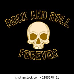 Skull rock and roll illustration vector colorful for print on tshirt, poster, logo, stickers etc