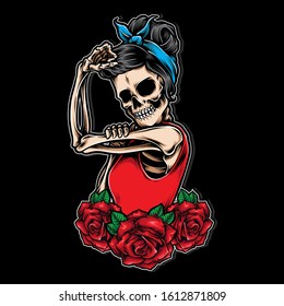 Skull Rockabilly Vintage Style Vector