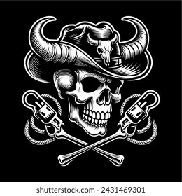skull rodeo head emblem illustration