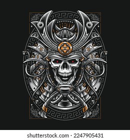 skull ronin samurai for tshirt design