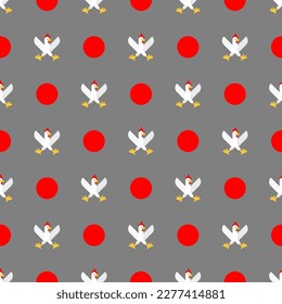 Skull rooster pattern seamless. Skeleton rooster background. Vector texture