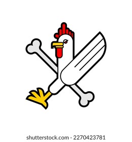 Skull rooster sign. Skeleton rooster icon. Vector illustration