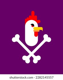 Skull rooster sign. Skeleton rooster icon. Vector illustration