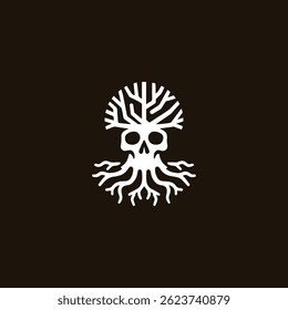 Logotipo de raízes de crânio para venda.