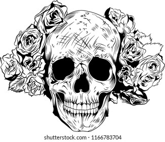 Skull Rose Black Stock Vector (Royalty Free) 1166783704