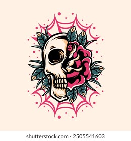 a skull and rose combined
