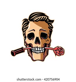 Skull With Rose Flower
