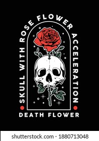 skull with rose flower illustration