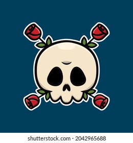 Skull with rose flower, Vector illustration eps.10