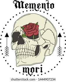 Skull rose geometric tattoo style shirt design