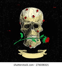 Skull Rose and Ladybugs