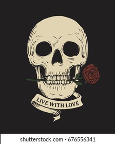 skull and rose/ live with love