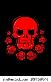 Skull with rose retro illustration