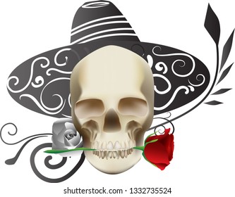 Skull & Rose Romance - ภาพประกอบ- เวกเตอร์