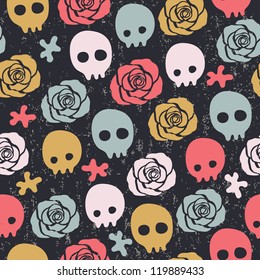 skull rose seamless background