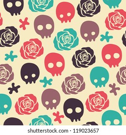 skull rose seamless pattern