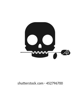  skull with rose in teeth icon