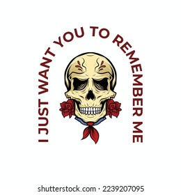 Skull and rose tshirt Apparel . red and black color