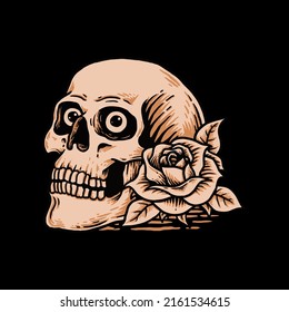 Skull Rose T-shirt Design Illustration