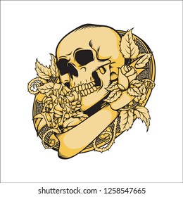 skull rose vector
