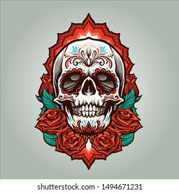 SKULL AND ROSE VECTOR ART