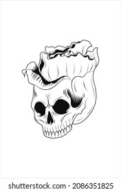 Skull with rose vector illustration
