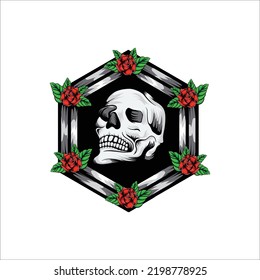 skull with rose vector illustration for t shirt 