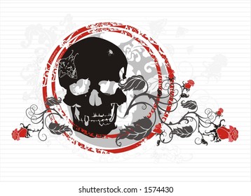 skull with roses