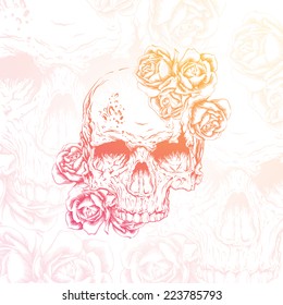 skull and roses