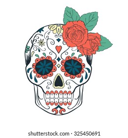  skull with roses