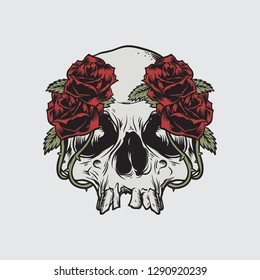 Skull Roses Death Logo Vector Illustration