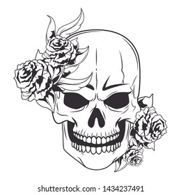 Similar Images, Stock Photos & Vectors of Skull tattoo .Hand drawing on ...