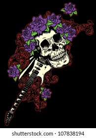 Skull and Roses and Guitar