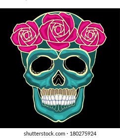 Skull with roses on Day of the dead vector