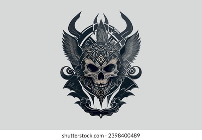 Skull y roses esbozan arte vectorial del tatuaje.