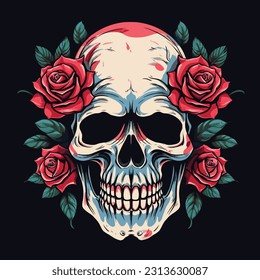 Skull With Roses Streetwear