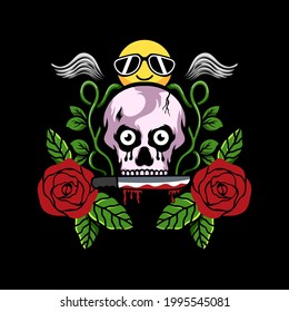 Skull and Roses vector illustration
