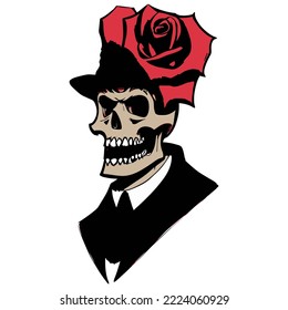 skull and roses wallpaper image in vector