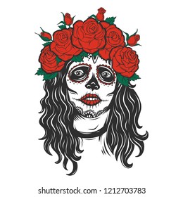 Skull with Roses.Vector illustration.