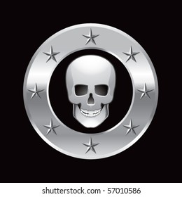 skull round silver star frame