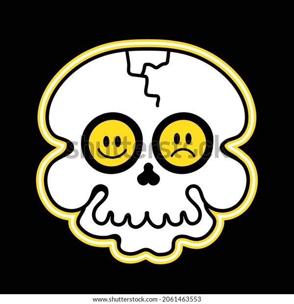 Skull Sad Happy Smile Emoji Eyes Stock Vector (Royalty Free) 2061463553 ...