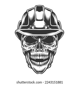 Skull in the safety helmet vector illustration
