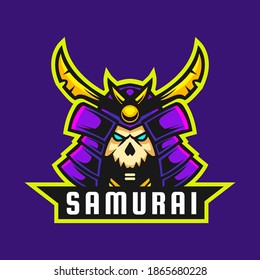 Skull samurai design vector illustration. Samurai mascot logo design.