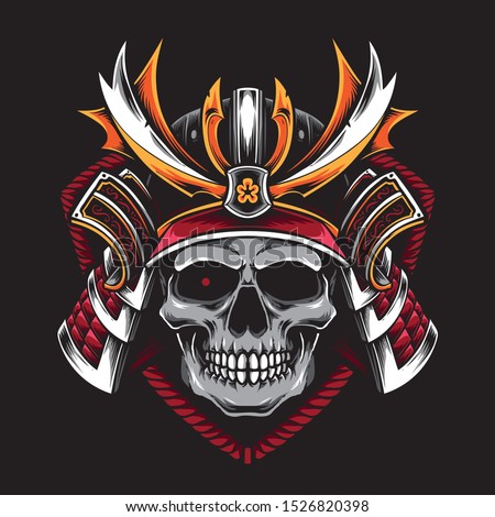 skull with samurai helmet vector