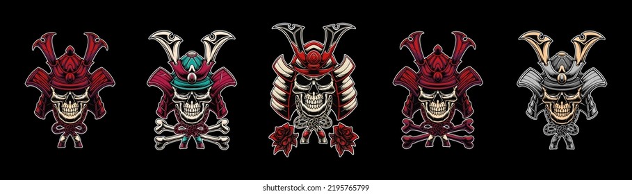 Skull-Samurai-Helm-Vektor-Paket