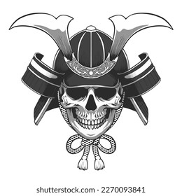 Skull samurai helmet warriors  illustration 