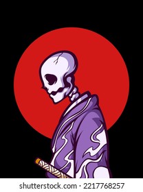 Skull Samurai Illustration for T-shirt