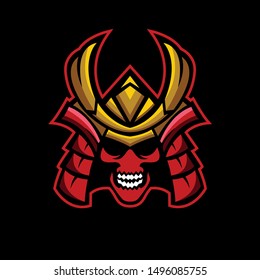 skull samurai logo design vector
